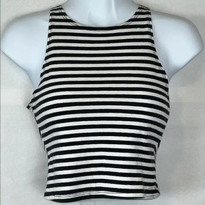 Abercrombie and Fitch Womens Tank Crop Top Striped Black and White Shirt Size S